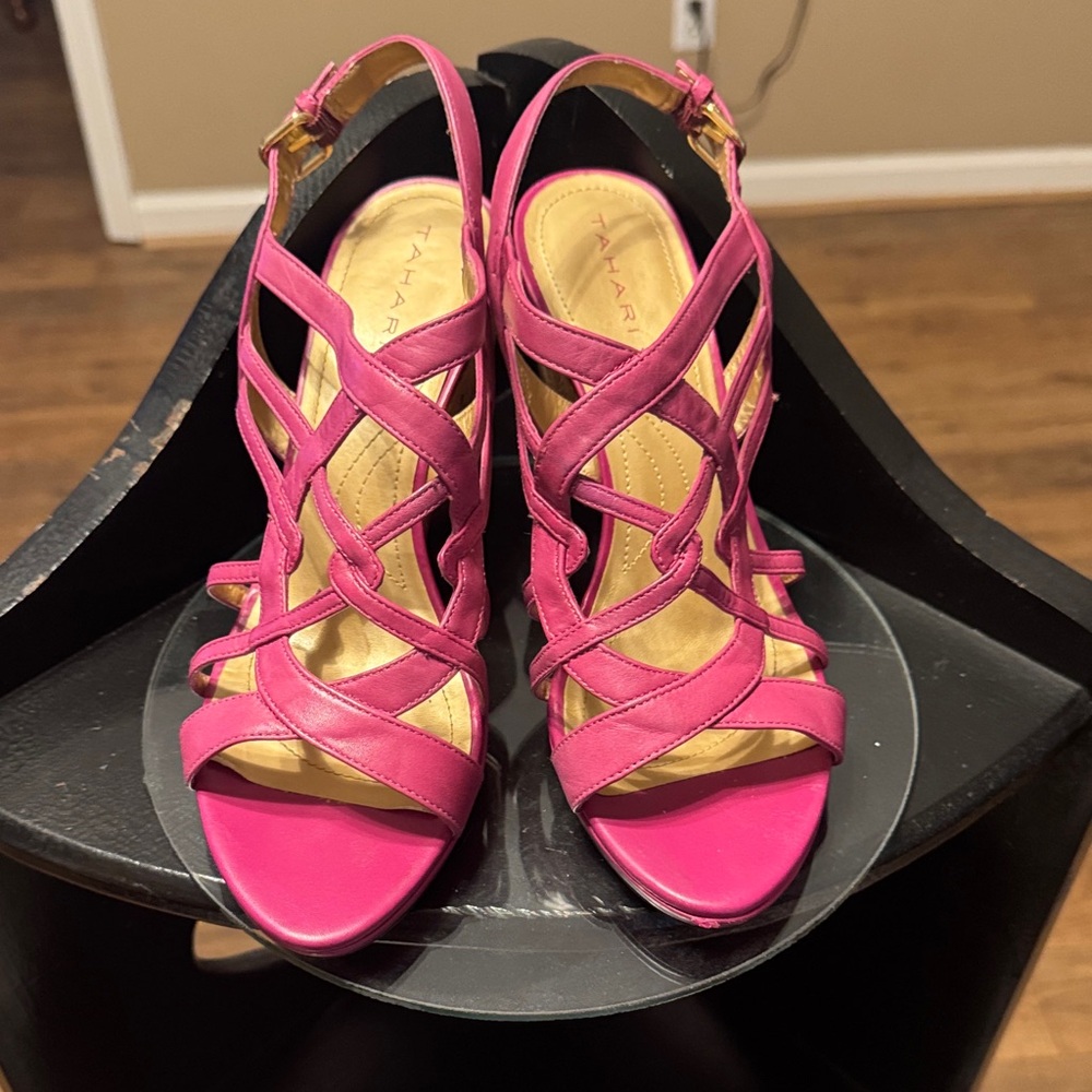 Tahari Fuchsia Strappy Heels